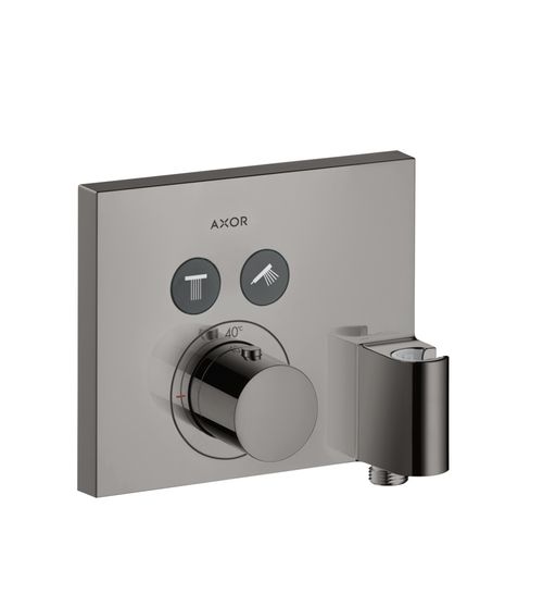 AXOR-HG-AXOR-ShowerSelect-Thermostat-Unterputz-eckig-fuer-2-Verbraucher-mit-Wandanschluss-und-Brausehalter-Polished-Black-Chrome-36712330 gallery number 1